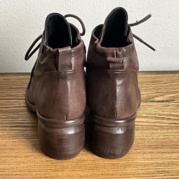 P Monjo Brown Leather Lace Up Ankle Boots, New in Box - Picture 7 of 9
